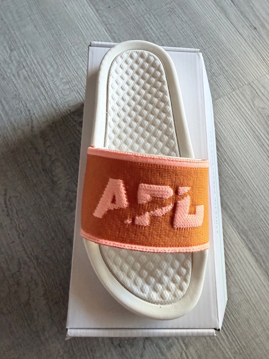 APL Shoes - APL TechLoom Slide Sandals Womens 6 Ivory Orange Peach Comfort Slip On NEW